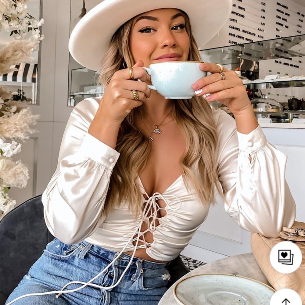 Windsor Cream Lace Up Top